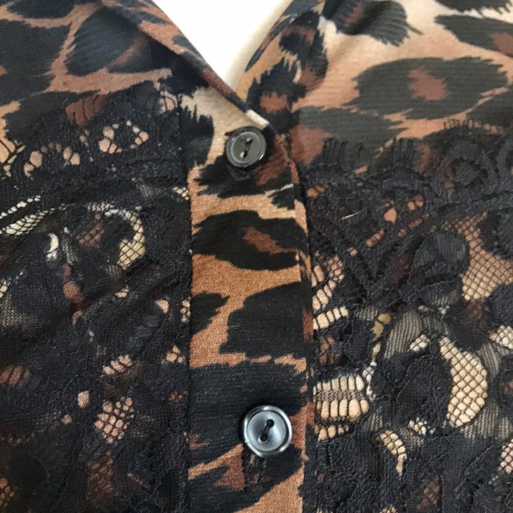 Leopard Print Embroidered Button Up Blouse - image 5